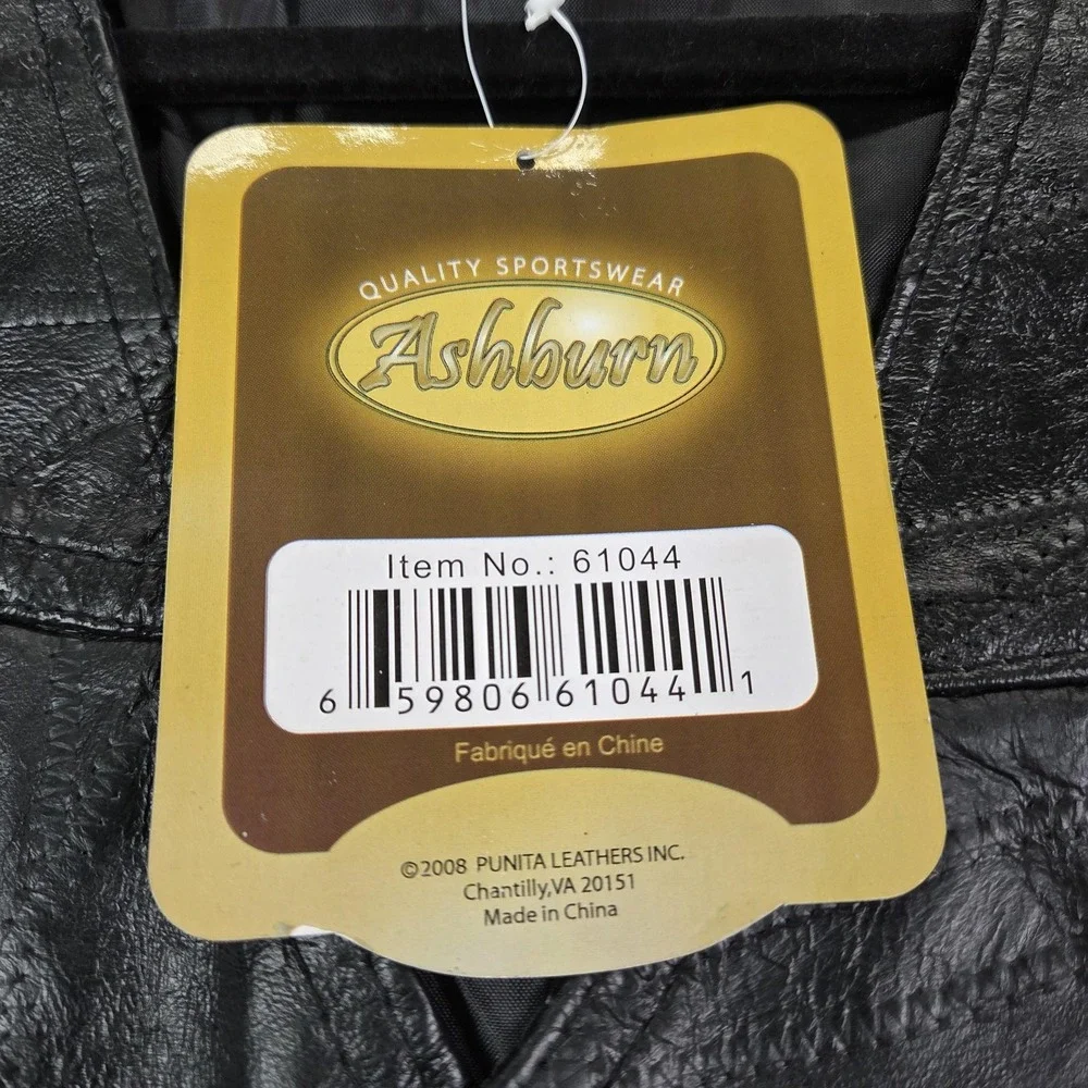 Ashburn Vest Mens 2XL Black Leather Eagle Patch Biker Patriotic USA Motorcycle